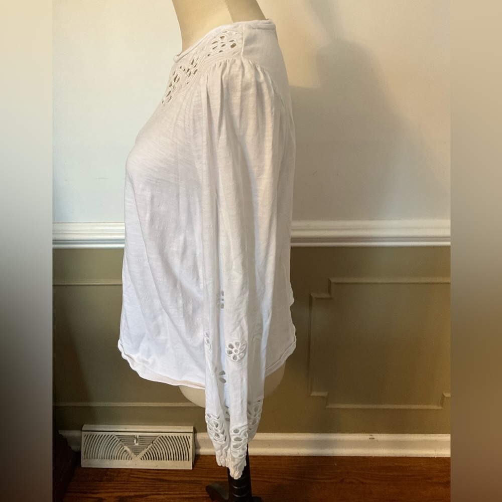 Boden White Floral Cutout Long Sleeve Top - Picture 3 of 4